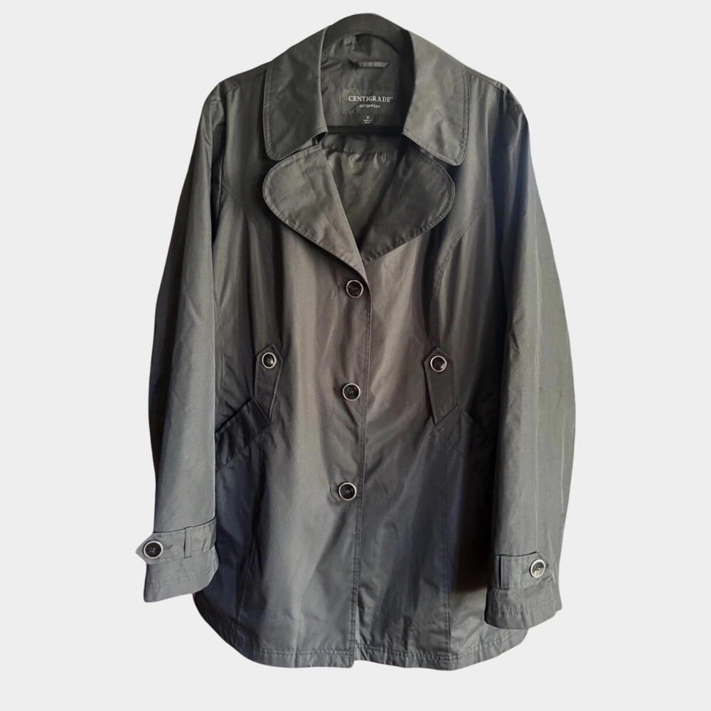 Centigrade Outerwear‎ Women's XL black Trench Coat Buttons Collar